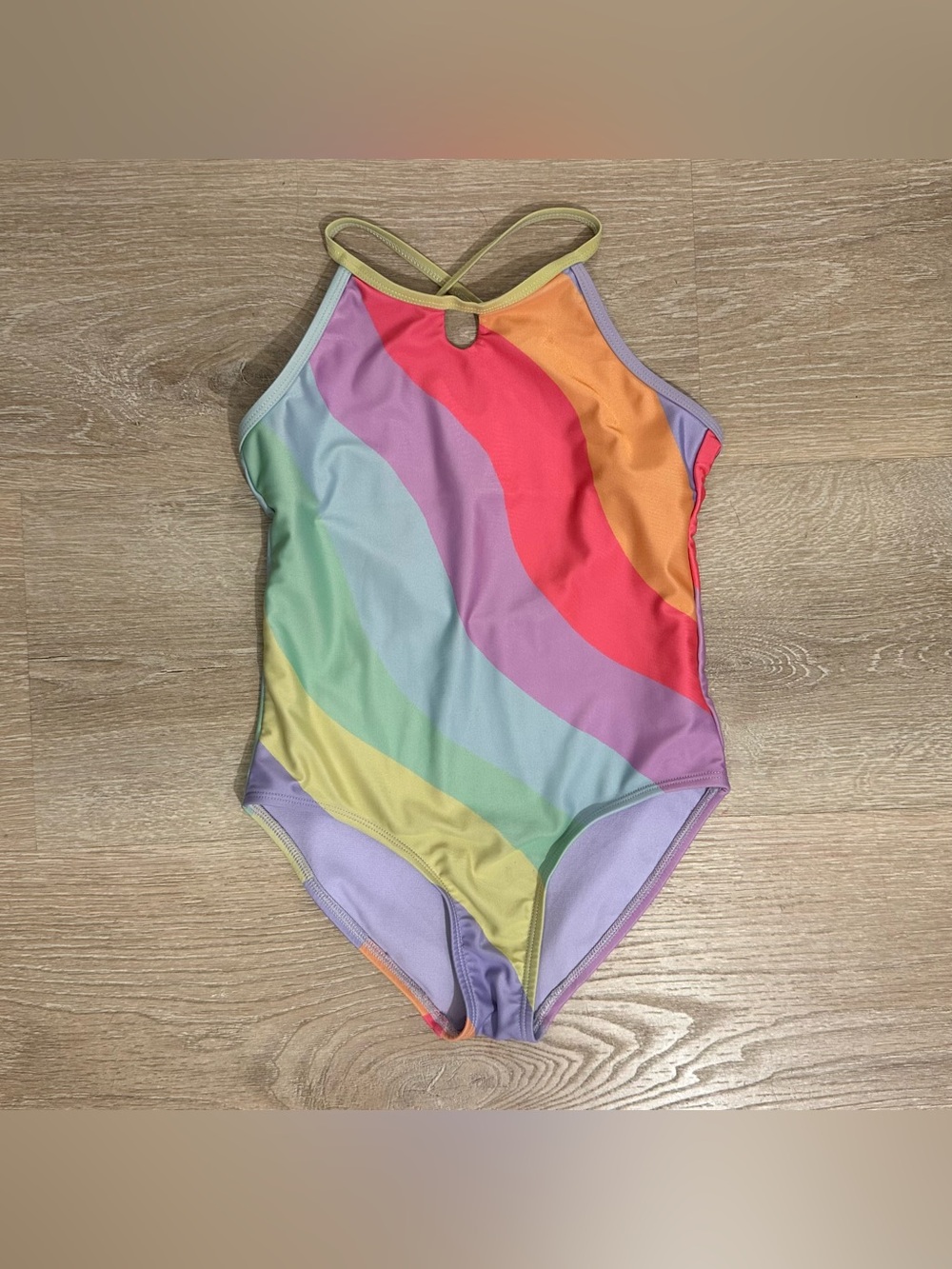 Girls' Rainbow Wave One-Piece Swimsuit - Multicolor